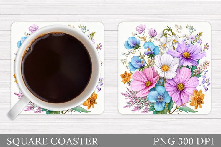 Wildflowers Coaster Design. Floral Coaster Sublimation