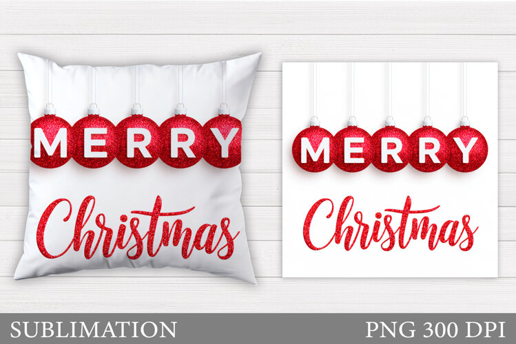 Merry Christmas Pillow Design. Christmas Pillow Sublimation example image 1