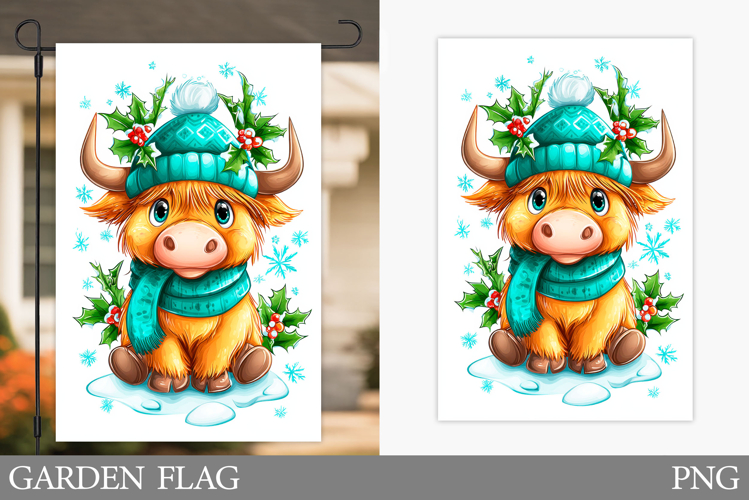 Christmas Cow Garden Flag. Christmas Garden Flag Design