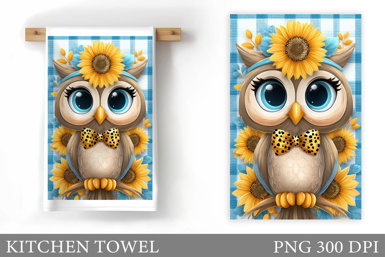Cute Owl Kitchen Towel Design. Cute Owl Sublimation