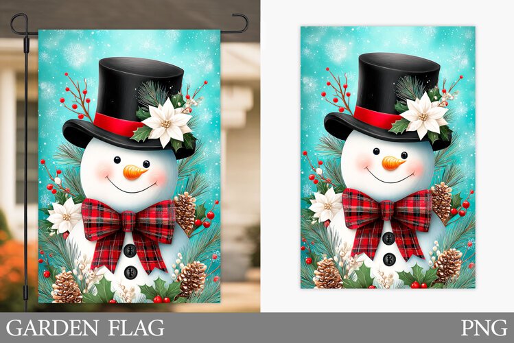 Snowman Garden Flag. Christmas Garden Flag Design example image 1