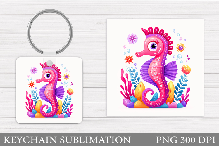 Seahorse Keychain Sublimation. Sea Keychain Design