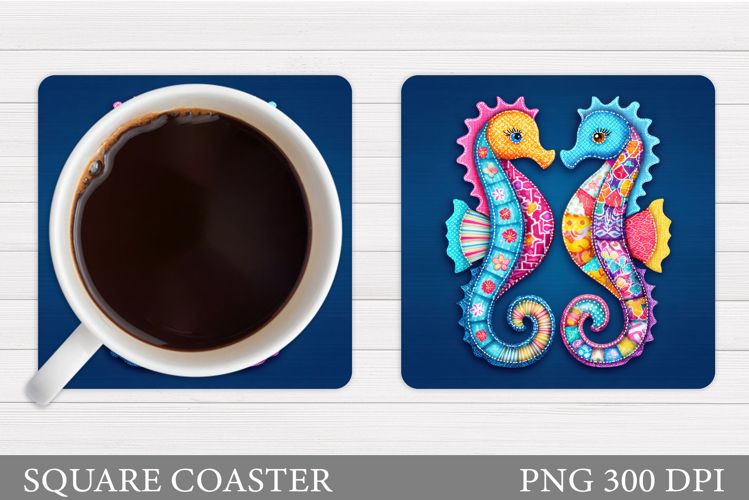 Seahorse Square Coaster. Seahorse Coaster Sublimation