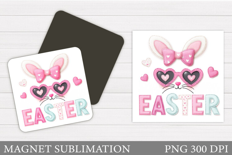 Happy Easter Magnet Design. Easter Bunny Magnet Sublimation example image 1