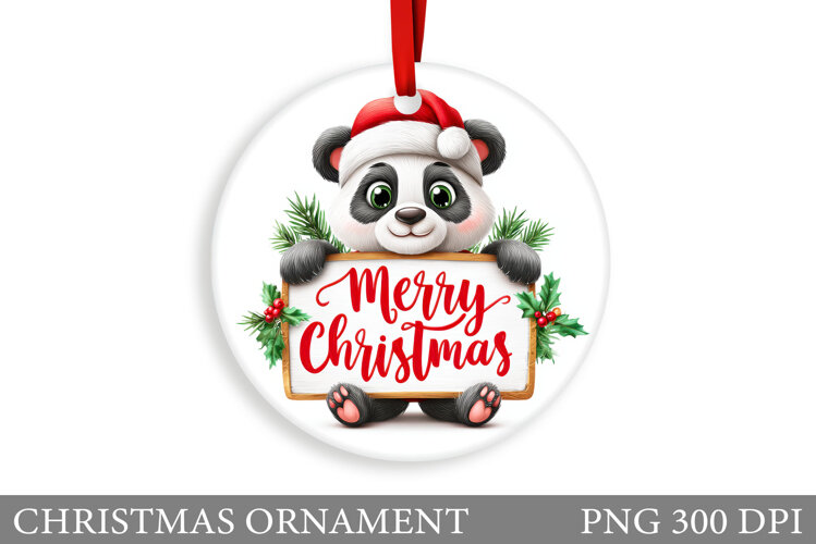 Cute Panda Christmas Ornament. Christmas Panda Sublimation example image 1