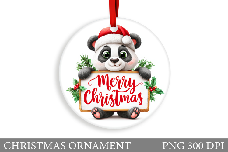 Cute Panda Christmas Ornament. Christmas Panda Sublimation