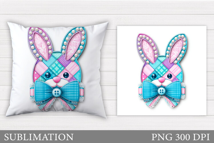 Cute Bunny Pillow Design. Cute Bunny Sublimation example image 1