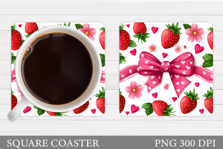 Strawberry Coaster Sublimation. Berries Coaster Design
