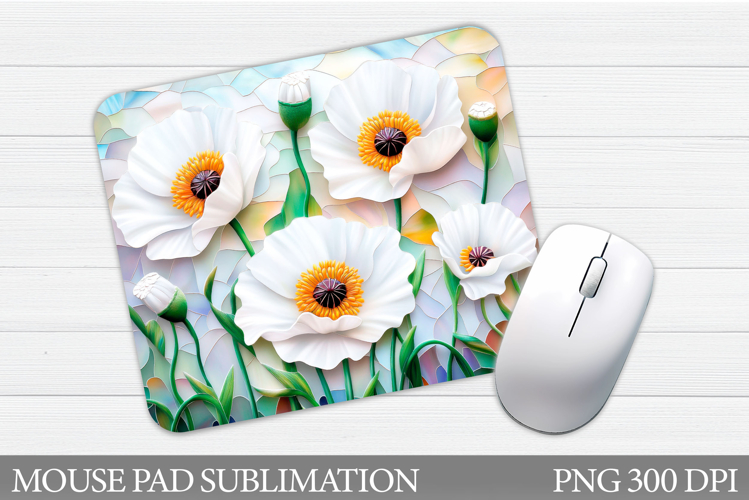 Poppies Mouse Pad Sublimation. Floral Mouse Pad Design