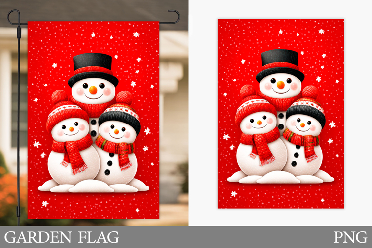 Cute Snowman Garden Flag. Christmas Garden Flag Design