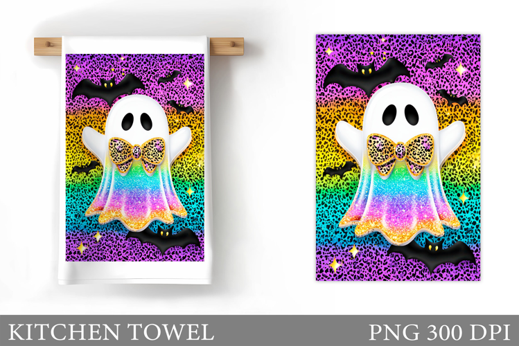 Cute Ghost Kitchen Towel. Halloween Kitchen Towel Design
