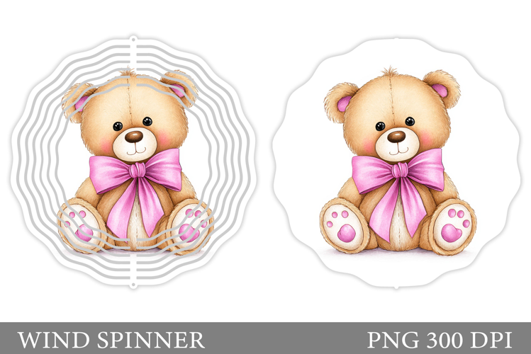Cute Bear Wind Spinner. Bear Flowers Spinner Sublimation