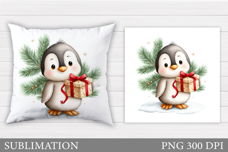 Christmas Penguin Pillow. Christmas Pillow Design