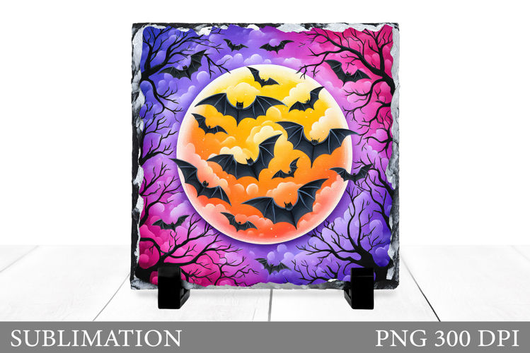 Halloween Bat Slate Sublimation. Halloween Slate Design