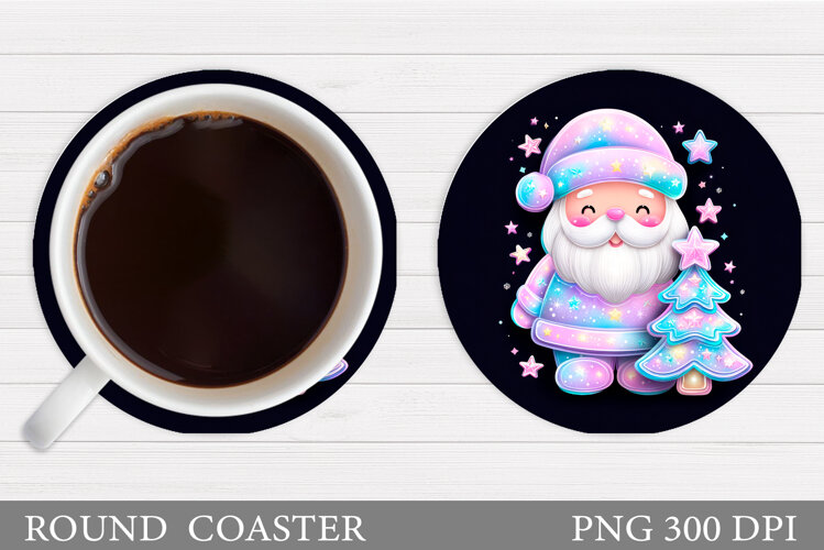 Cute Santa Coaster Sublimation. Christmas Coaster Design example image 1