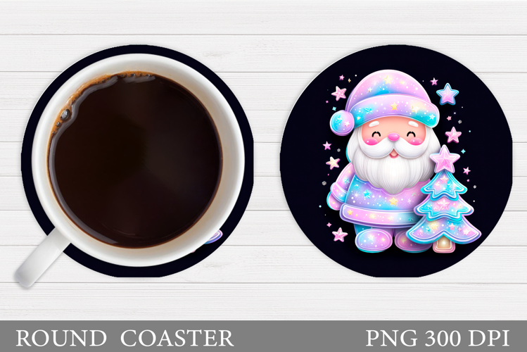 Cute Santa Coaster Sublimation. Christmas Coaster Design