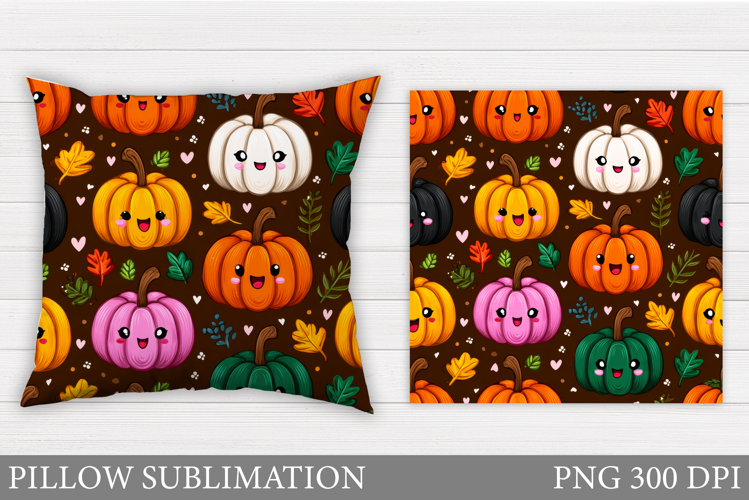 Cute Pumpkin Pillow Design. Funny Pumpkin Sublimation