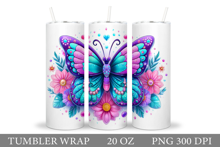 Butterflies Tumbler Design. Butterfly Tumbler Sublimation