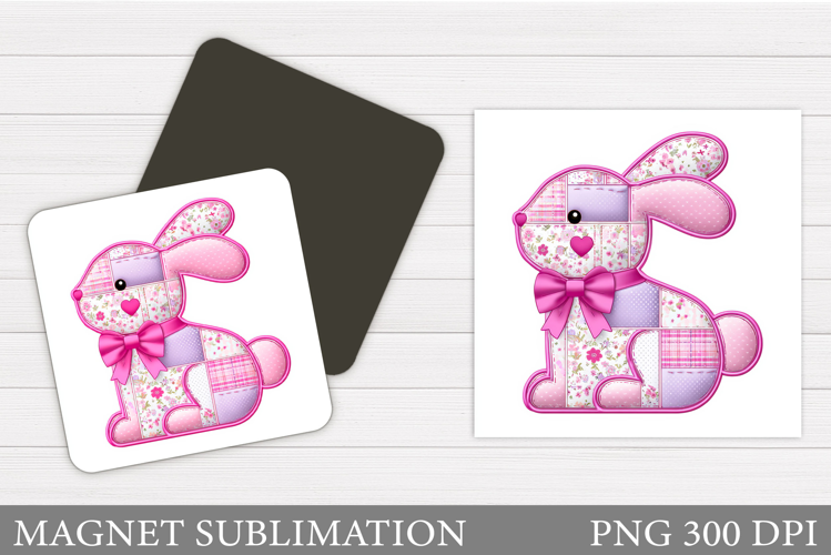 Patchwork Bunny Magnet Design. Cute Bunny Magnet Sublimation
