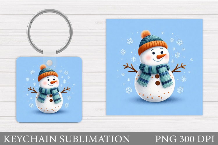 Christmas Snowman Keychain. Christmas Keychain Sublimation