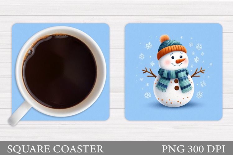 Cute Snowman Coaster. Christmas Coaster Sublimation