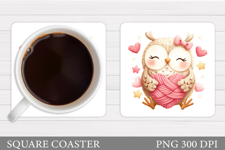 Valentines Owl Coaster Design. Valentine Coaster Sublimation
