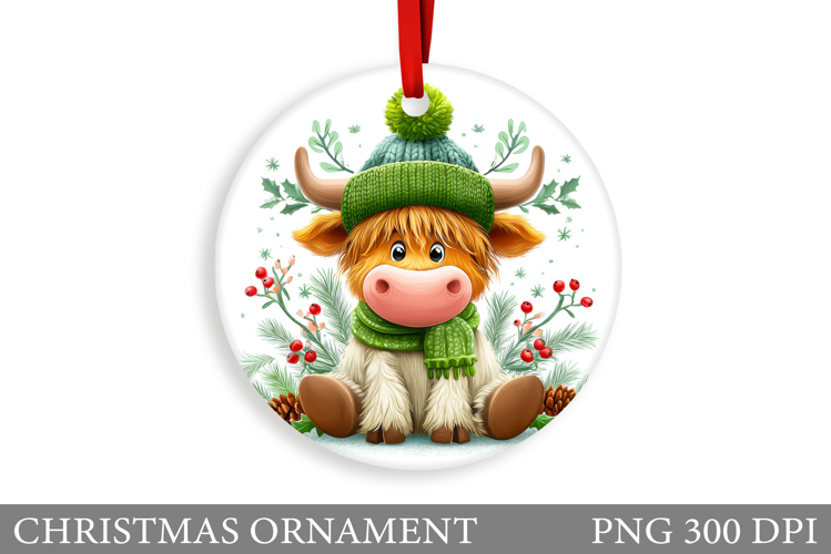 Cute Cow Christmas Ornament. Christmas Ornament Sublimation