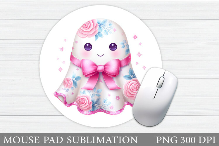 Cute Ghost Mouse Pad Sublimation. Halloween Mouse Pad Design example image 1