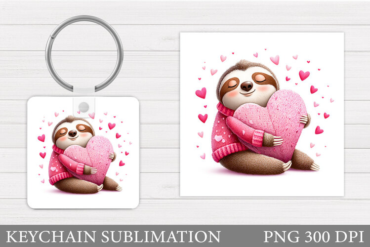Valentines Sloth Keychain. Valentine Keychain Design example image 1