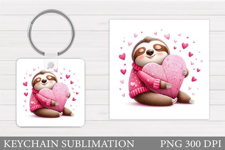Valentines Sloth Keychain. Valentine Keychain Design