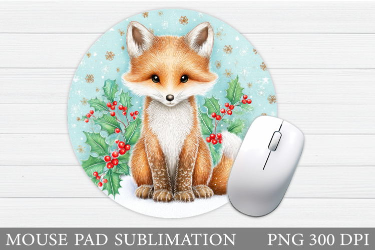 Christmas Fox Mouse Pad. Christmas Mouse Pad Sublimation