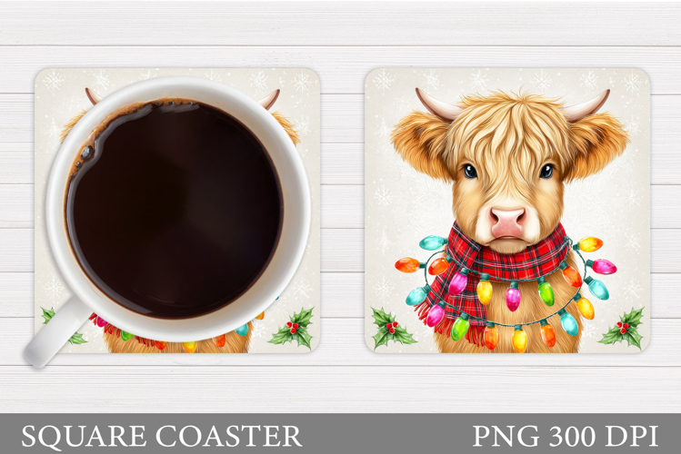 Christmas Cow Coaster. Christmas Cow Coaster Sublimation