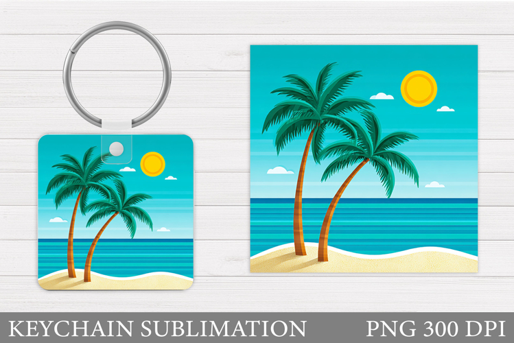 Palm Tree Keychain Sublimation. Summer Keychain Design