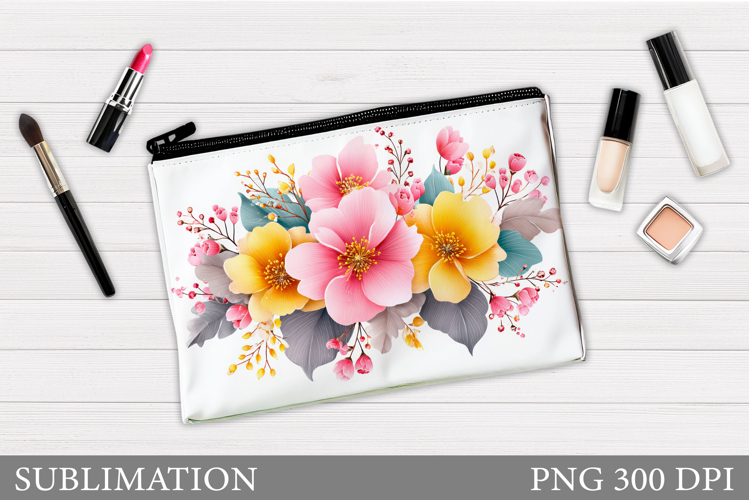 Flowers Makeup Bag Design. Floral Makeup Pouch Sublimation