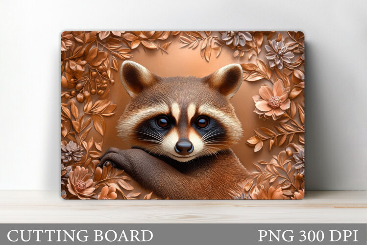 Raccoon Cutting Board. Flowers Cutting Board Design example image 1