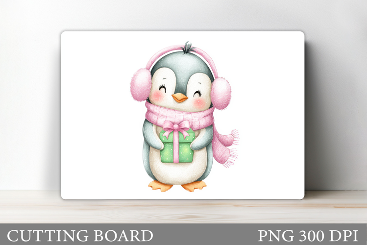 Cute Penguin Cutting Board. Christmas Cutting Board Design