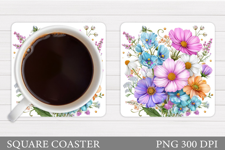 Wildflowers Coaster Design. Floral Coaster Sublimation