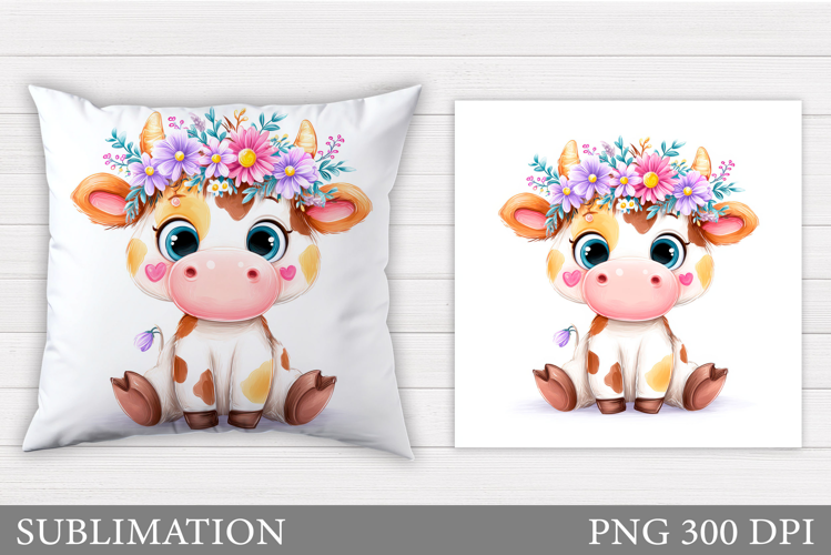 Cute Cow Pillow Design. Cute Cow Sublimation