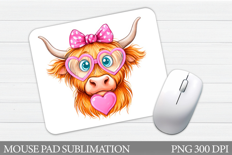 Cute Cow Mouse Pad Sublimation. Valentines Mouse Pad Design
