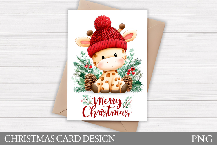 Christmas Giraffe Card Printable. Christmas Card Design