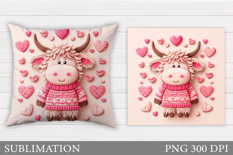Valentines Cow Pillow. Valentines Pillow Sublimation