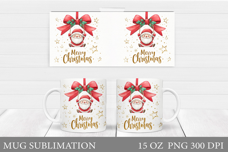 Cute Santa Claus Mug Design. Christmas Mug Sublimation