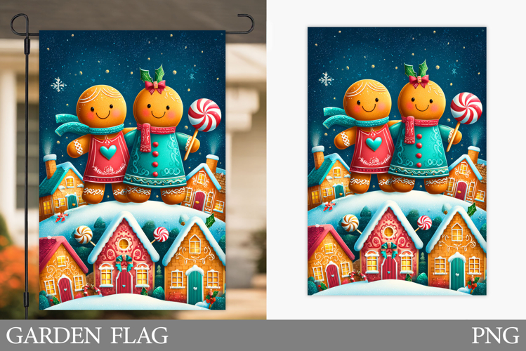 Gingerbread Garden Flag. Christmas Garden Flag Design