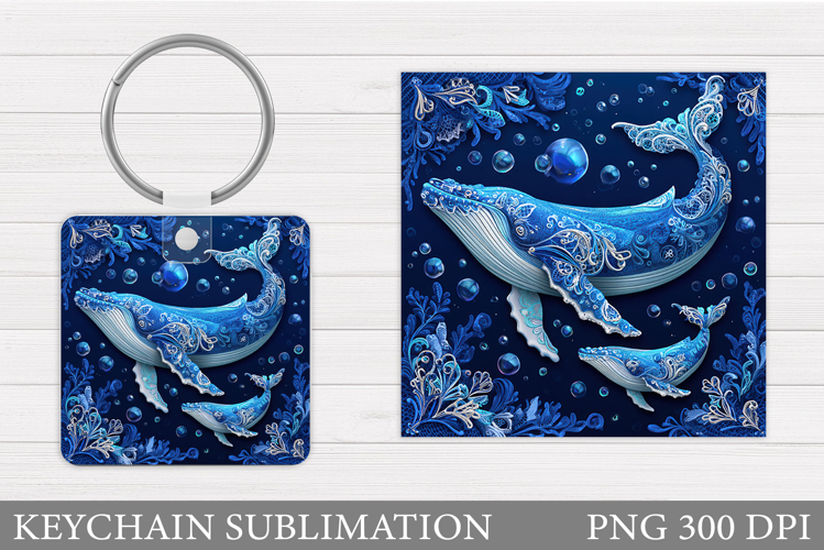Whale Keychain Sublimation. Whale Sublimation