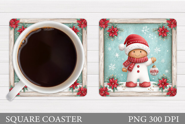 Gingerbread Coaster Design. Christmas Coaster Sublimation example image 1