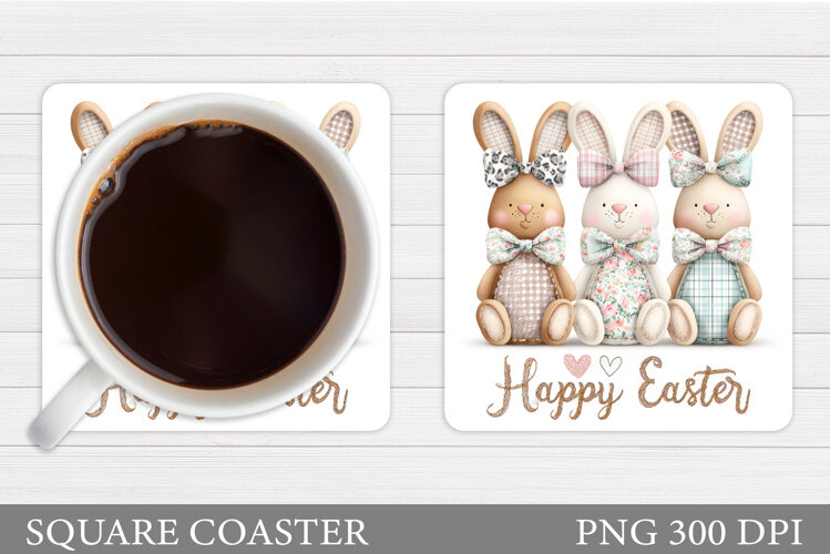 Easter Bunny Coaster Design. Easter Coaster Sublimation example image 1