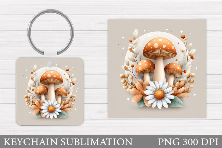 Mushrooms Keychain Design. Pumpkin Keychain Sublimation