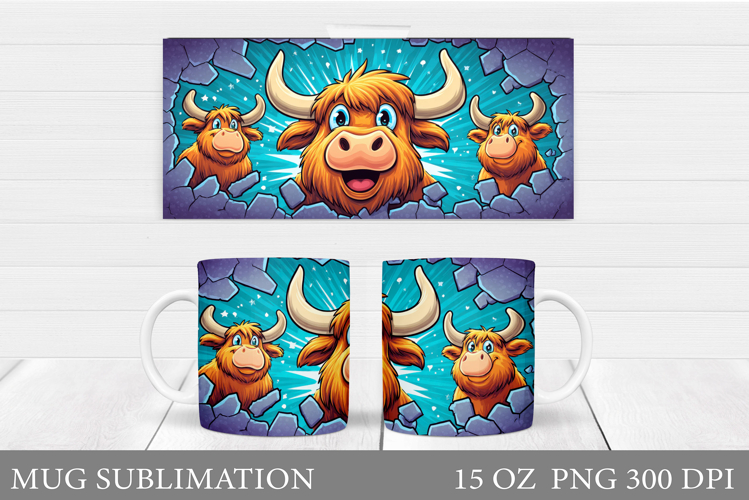 Cute Cow Mug Sublimation. Funny Cow Mug Wrap Design