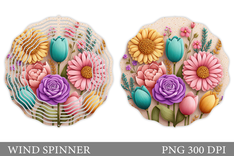 Floral Wind Spinner Sublimation. Flowers Wind Spinner Design
