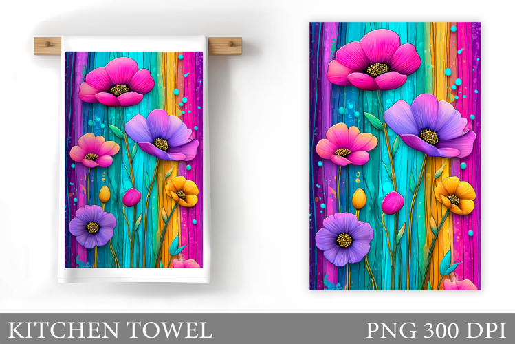 Flowers Kitchen Towel. Floral Kitchen Towel Sublimation